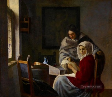 Johannes Vermeer Painting - Girl Interrupted at Her Music Baroque Johannes Vermeer